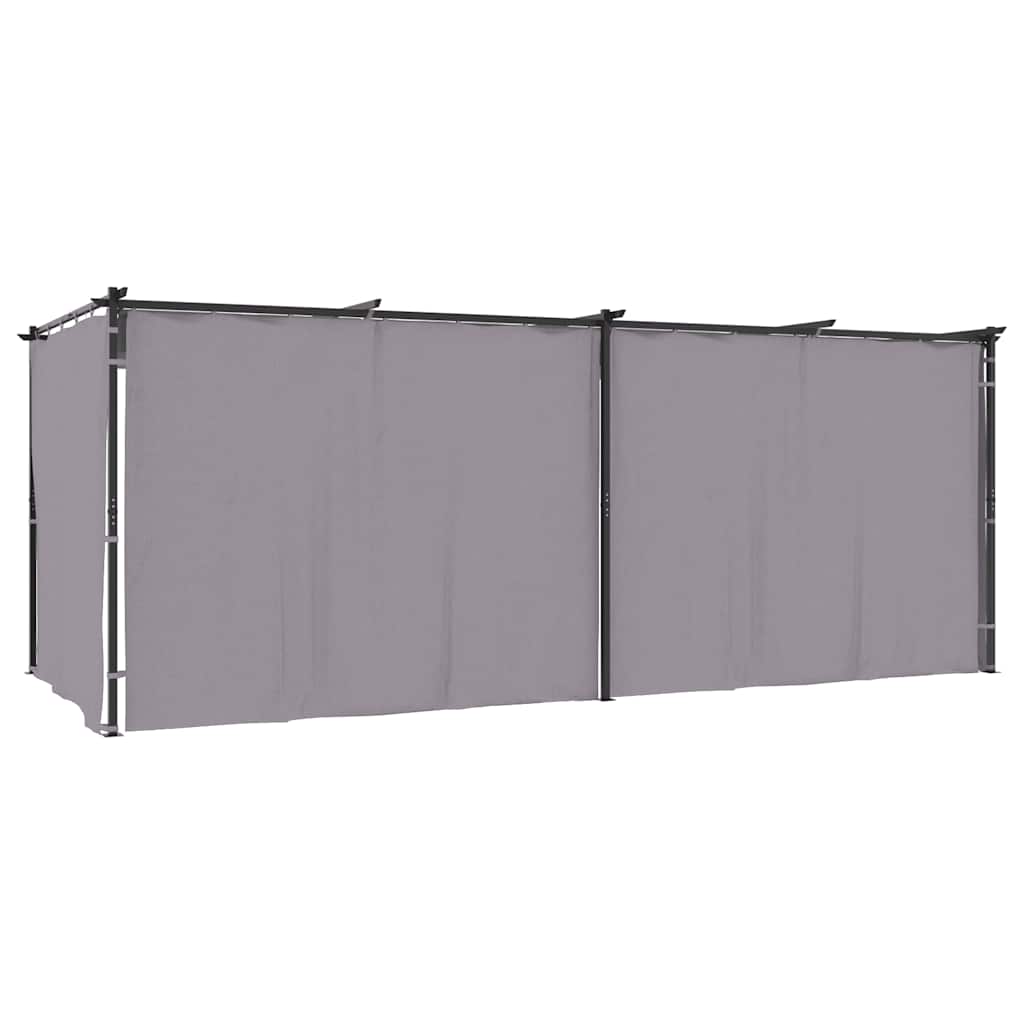 Pavillon mit Vorhängen 3 x 6 m Anthrazit Stahl