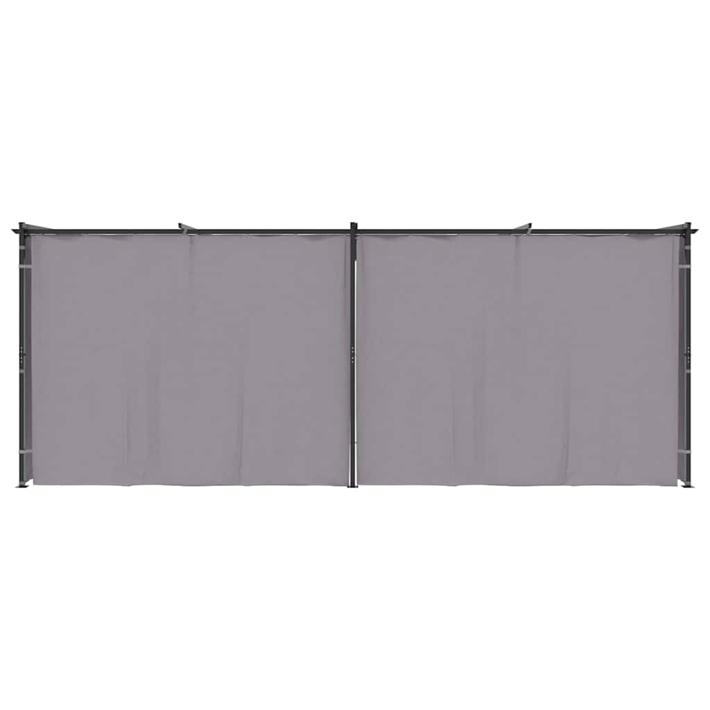 Pavillon mit Vorhängen 3 x 6 m Anthrazit Stahl