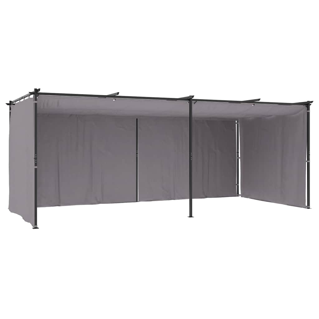Pavillon mit Vorhängen 3 x 6 m Anthrazit Stahl