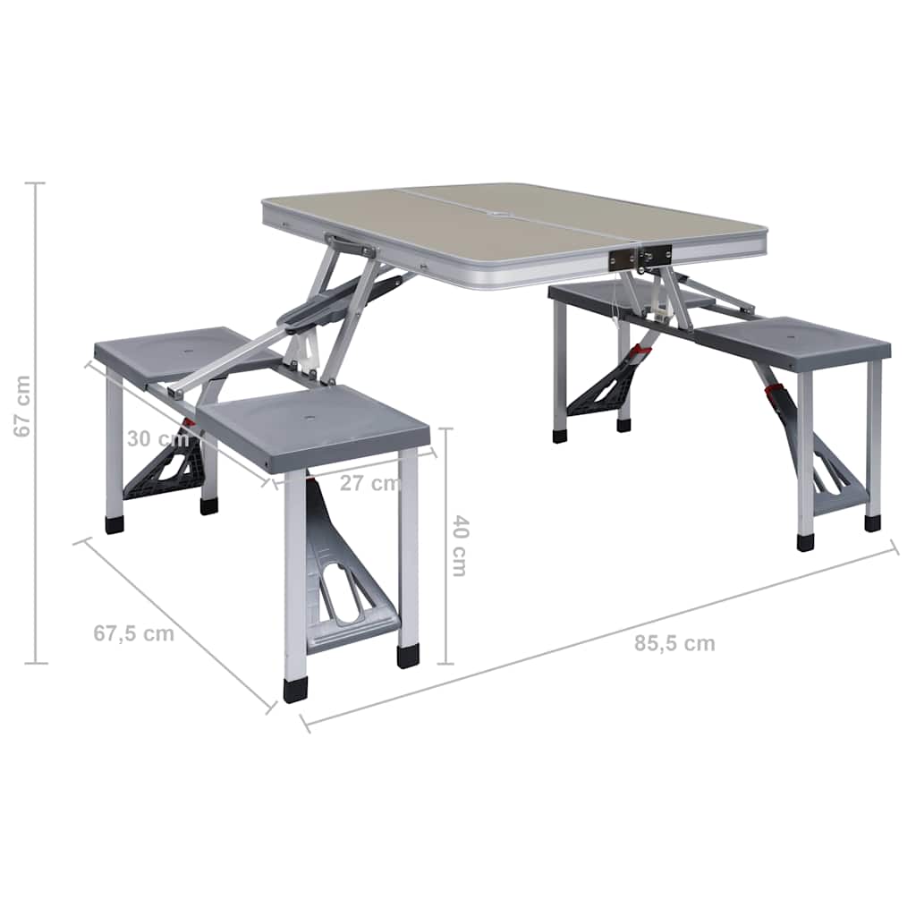 Klappbarer Campingtisch mit 4 Sitzen Stahl Aluminium