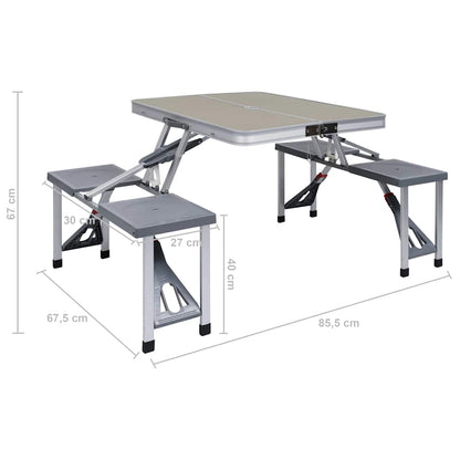 Klappbarer Campingtisch mit 4 Sitzen Stahl Aluminium