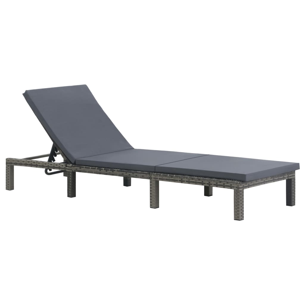 Bain de soleil avec coussin poly rotin anthracite