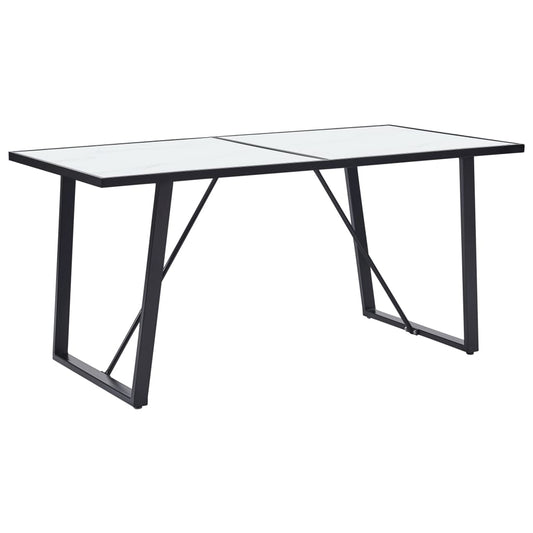 Table à manger blanche 160 x 80 x 75 cm en verre trempé