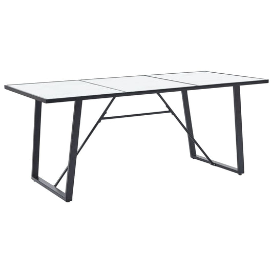 Table à manger blanche 180 x 90 x 75 cm en verre trempé