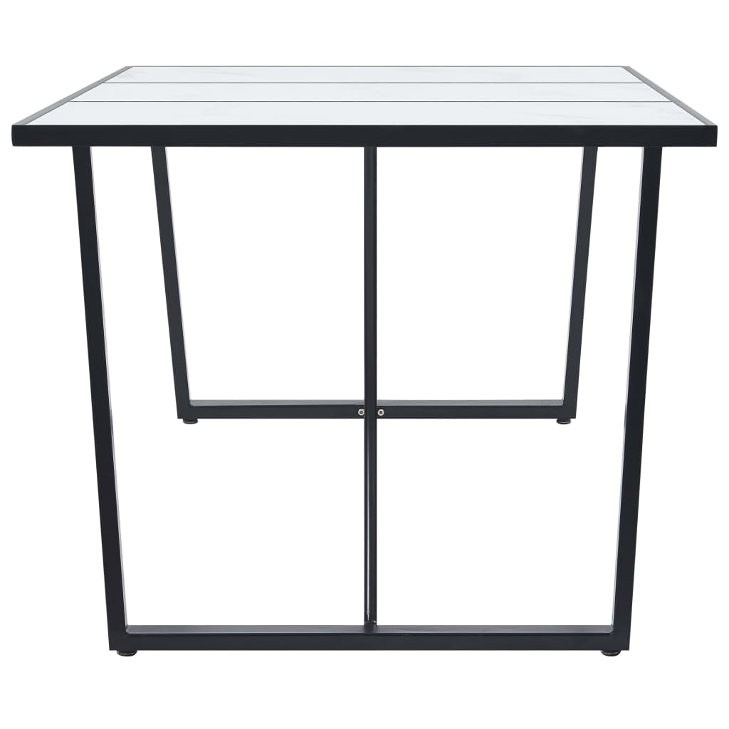 Table à manger blanche 180 x 90 x 75 cm en verre trempé