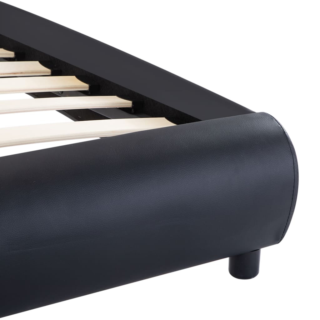 Bettgestell mit LED Schwarz Kunstleder 90x200 cm