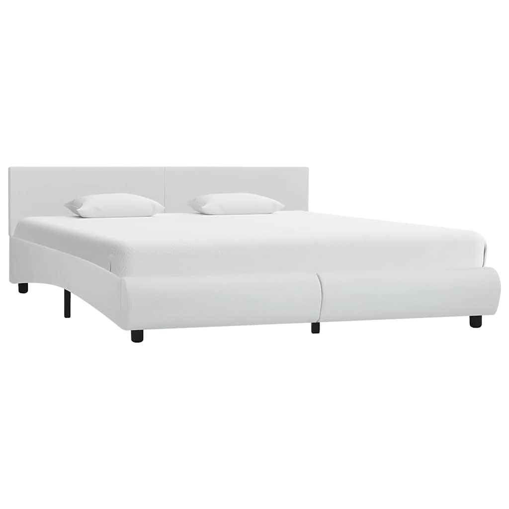 Bettgestell mit LED Weiß Kunstleder 180×200 cm