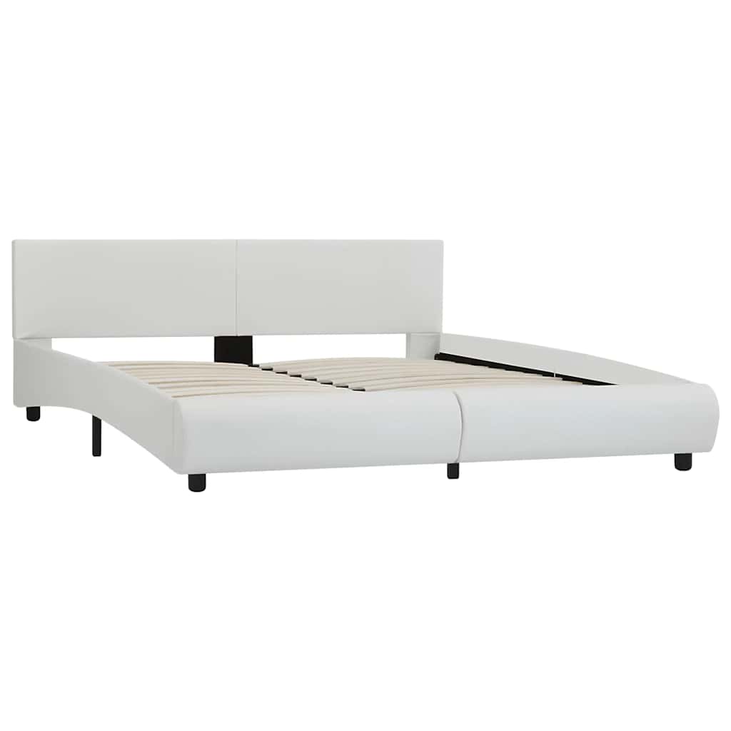 Bettgestell mit LED Weiß Kunstleder 180×200 cm