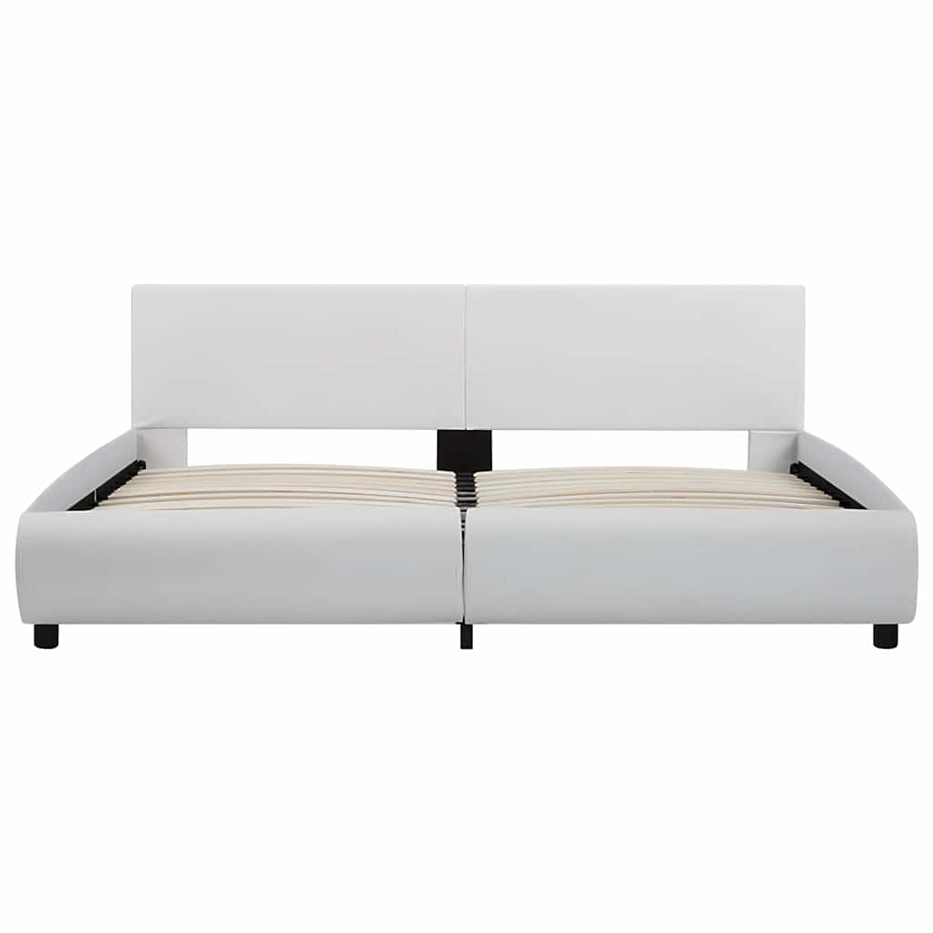 Bettgestell mit LED Weiß Kunstleder 180×200 cm