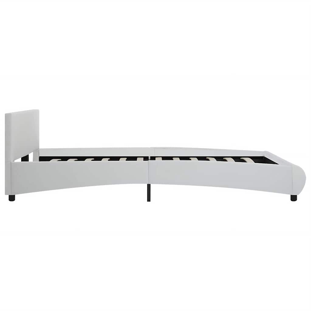 Bettgestell mit LED Weiß Kunstleder 180×200 cm