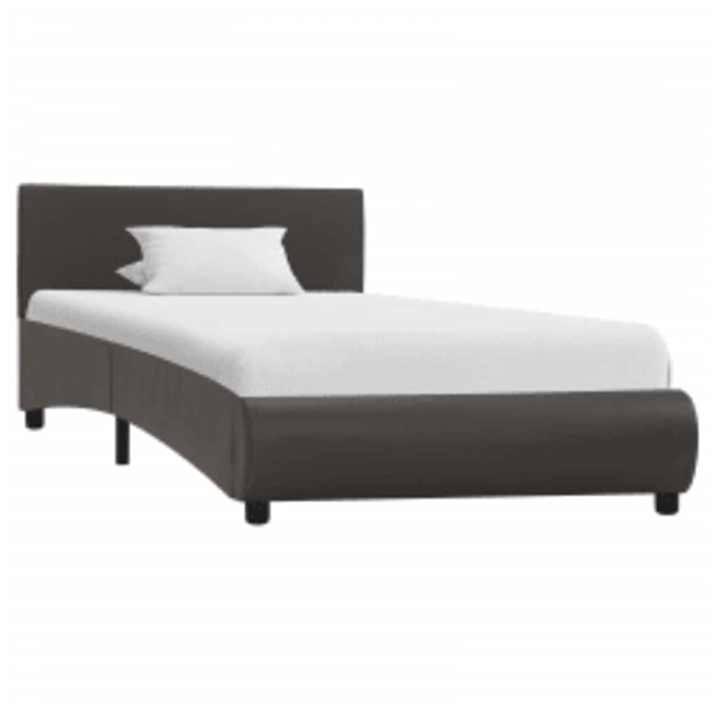 Bettgestell mit LED Grau Kunstleder 90×200 cm