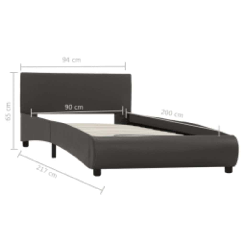 Bettgestell mit LED Grau Kunstleder 90×200 cm