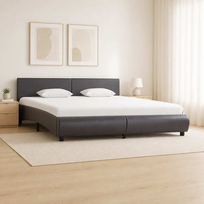 Bettgestell mit LED Grau Kunstleder 160x200 cm