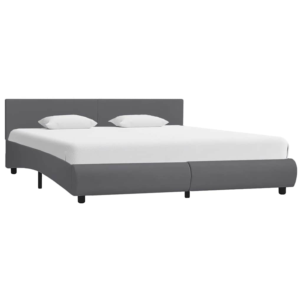 Bettgestell mit LED Grau Kunstleder 180x200 cm