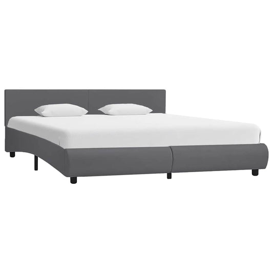 Bettgestell mit LED Grau Kunstleder 180x200 cm