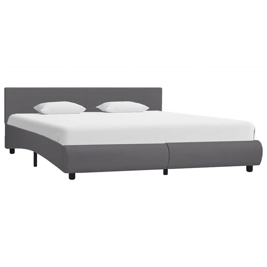 Bettgestell mit LED Grau Kunstleder 180x200 cm
