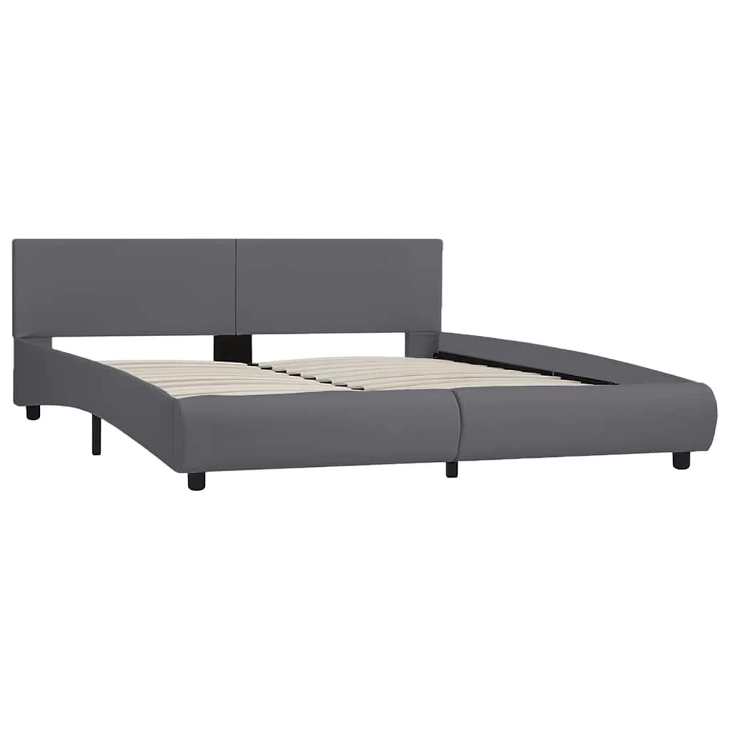 Bettgestell mit LED Grau Kunstleder 180x200 cm