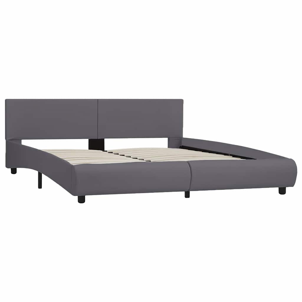 Bettgestell mit LED Grau Kunstleder 180x200 cm