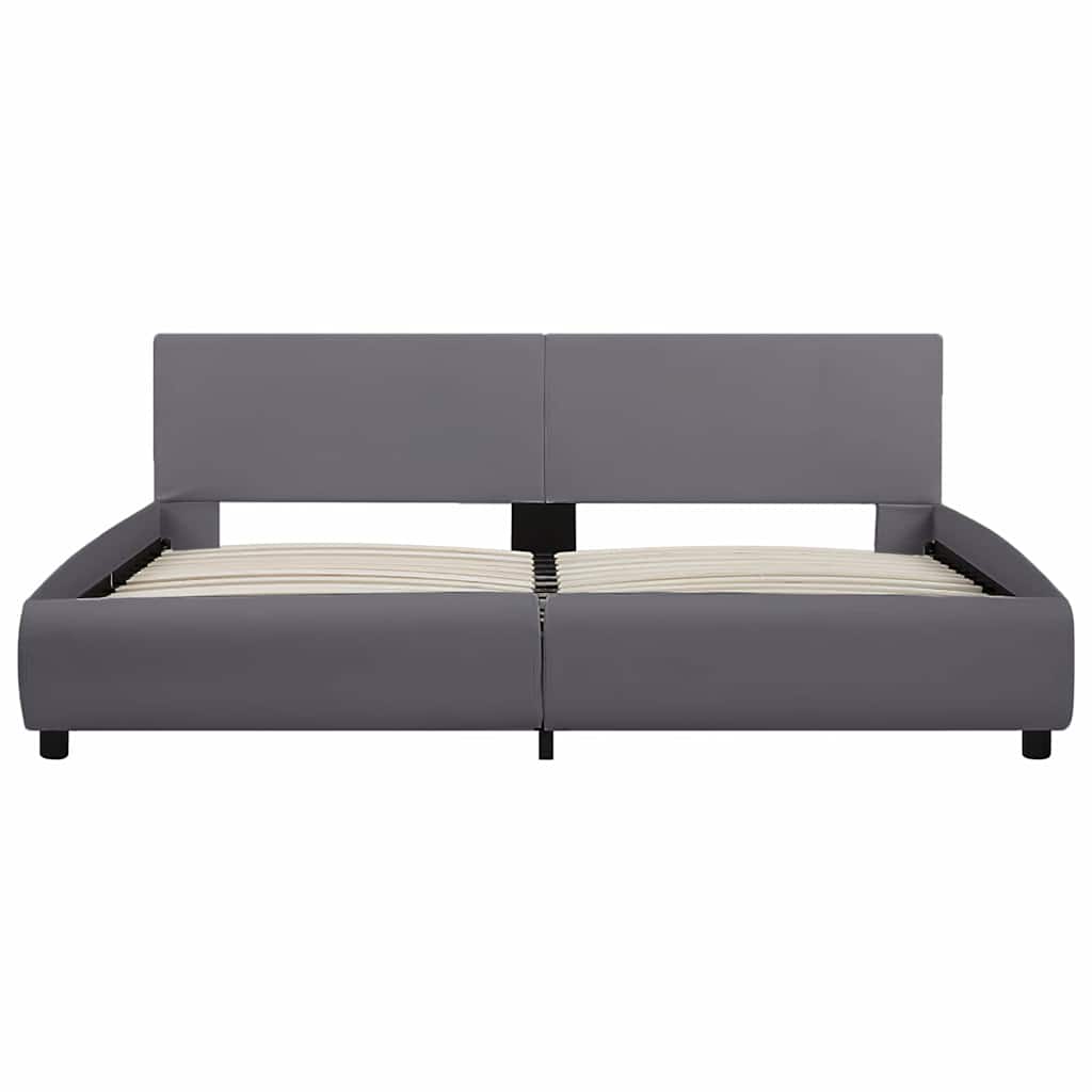 Bettgestell mit LED Grau Kunstleder 180x200 cm