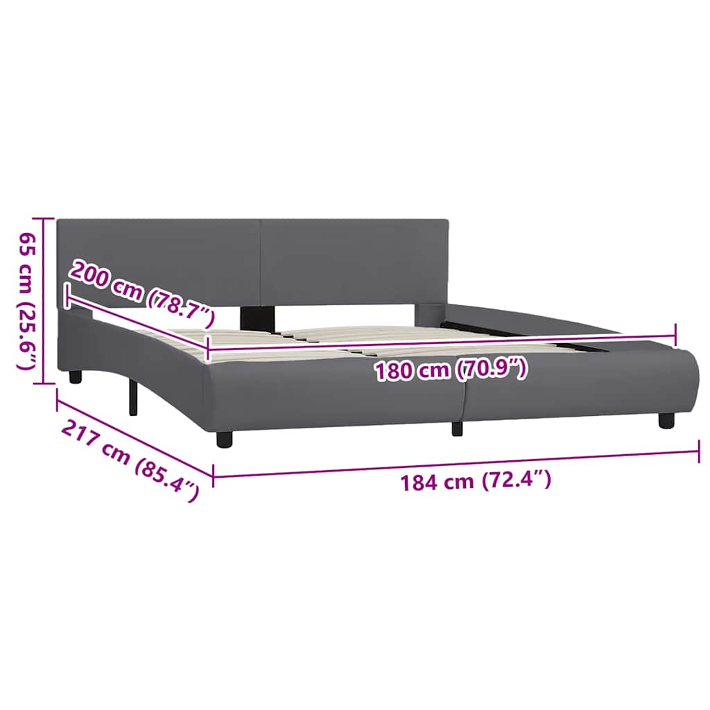 Bettgestell mit LED Grau Kunstleder 180x200 cm