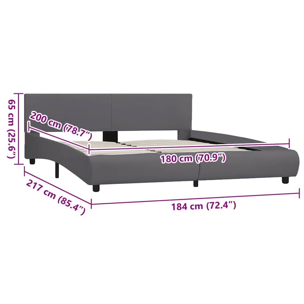 Bettgestell mit LED Grau Kunstleder 180x200 cm