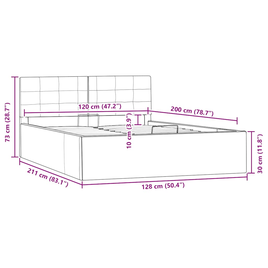 Stauraumbett Hydraulisch Weiß Kunstleder 120×200 cm