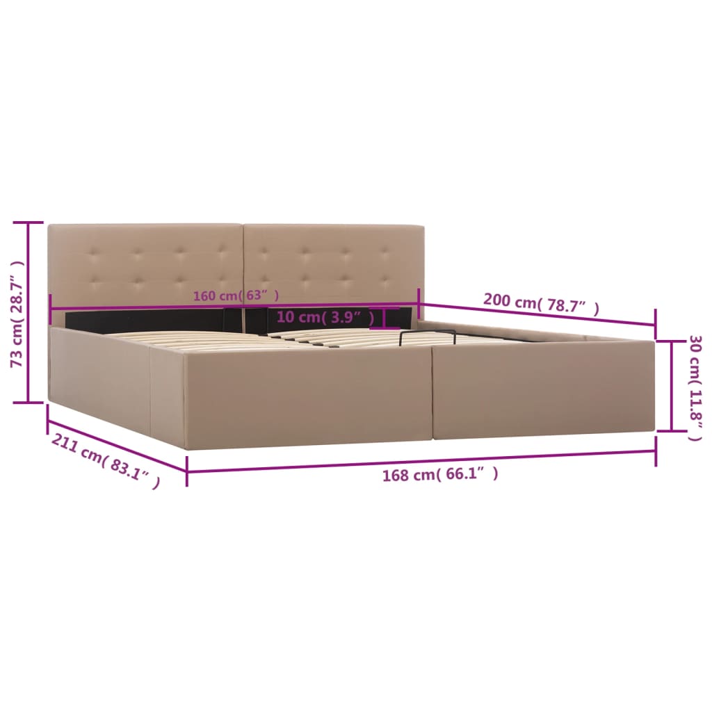 Stauraumbett Hydraulisch Cappuccino-Braun Kunstleder 160×200 cm