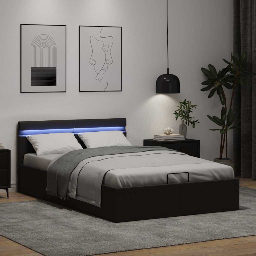 Bett mit Bettkasten Hydraulisch LED Kunstleder 120x200 cm