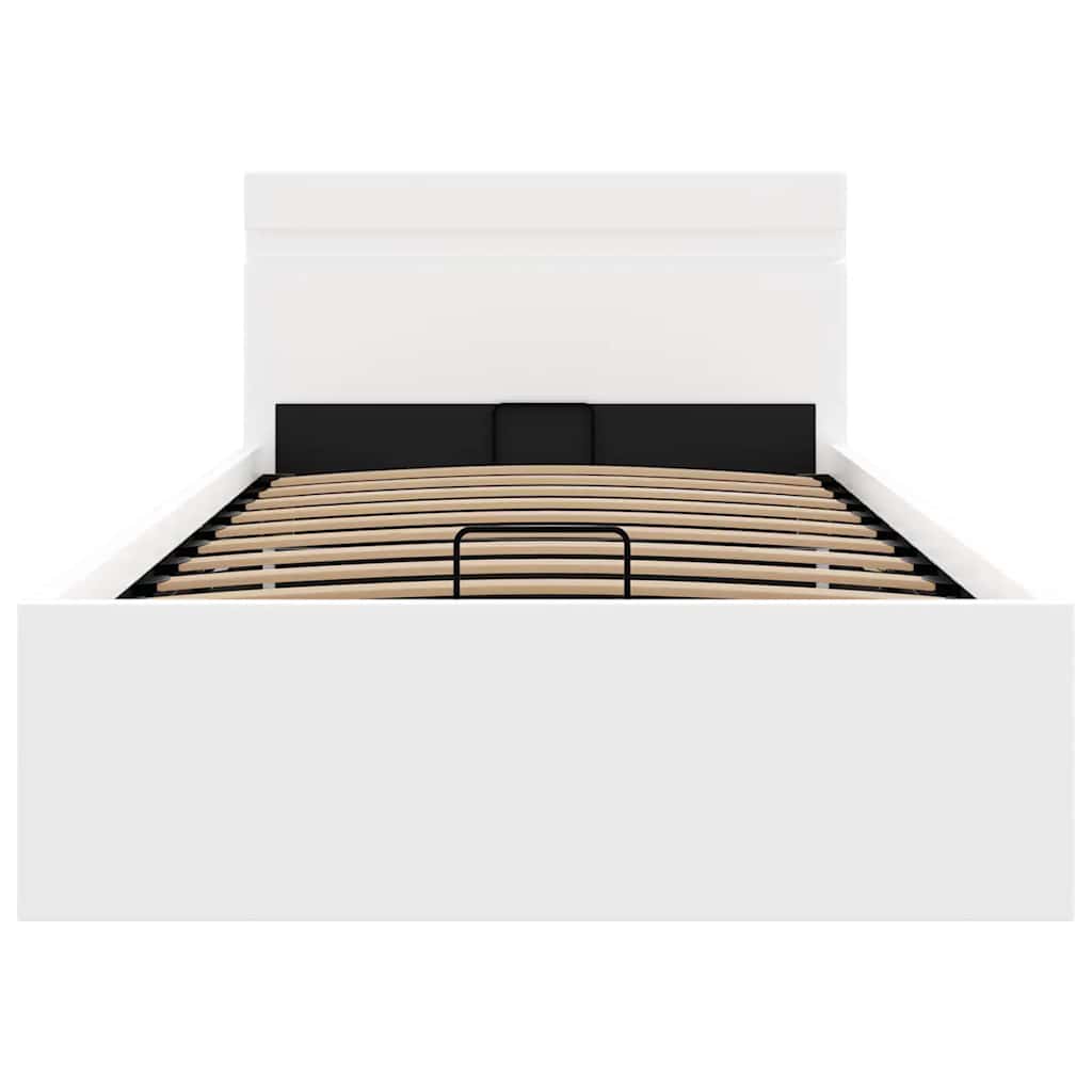 Bett mit Bettkasten Hydraulisch LED Weiß Kunstleder 90x200cm