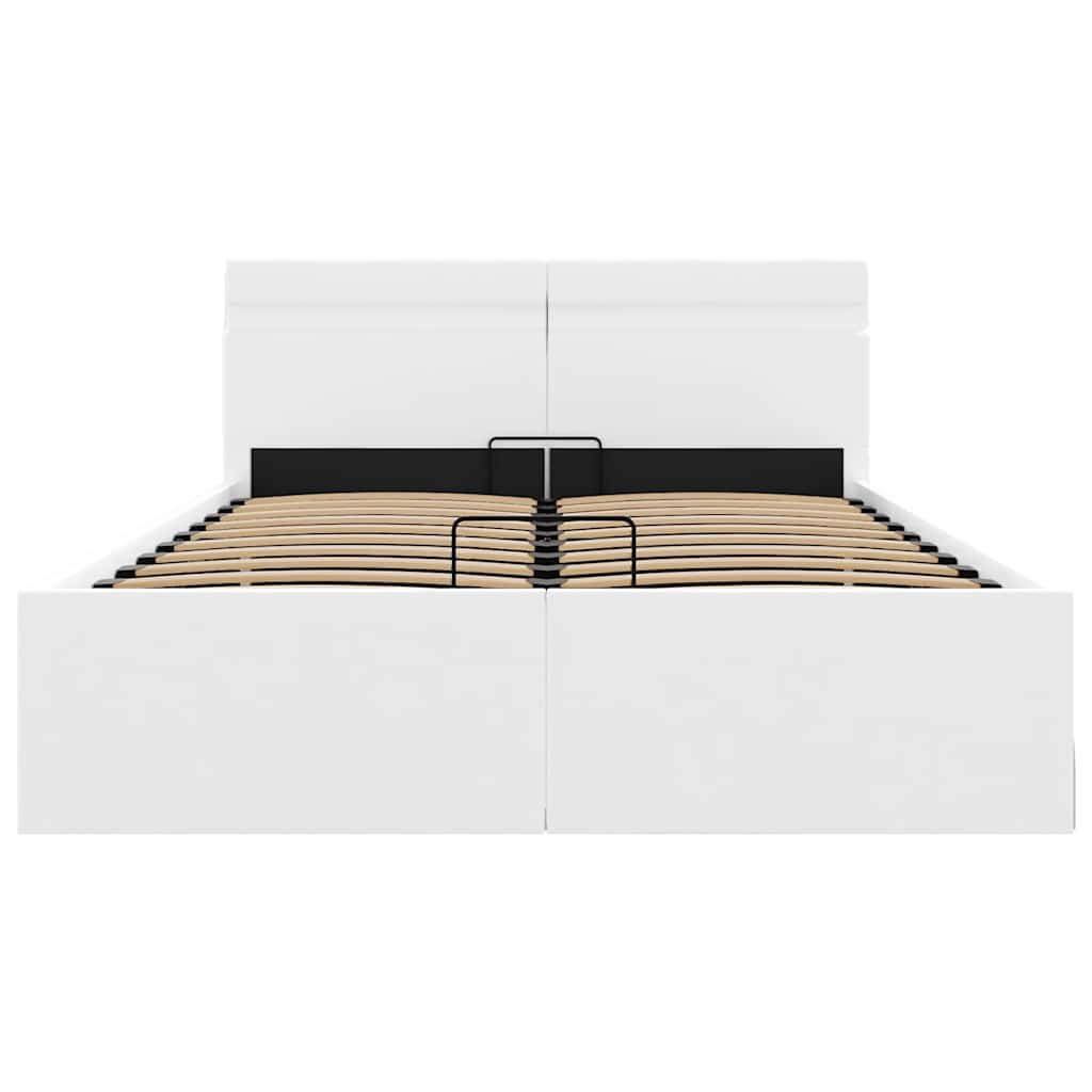 Bett mit Bettkasten Hydraulisch LED Weiß Kunstleder 140x200 cm