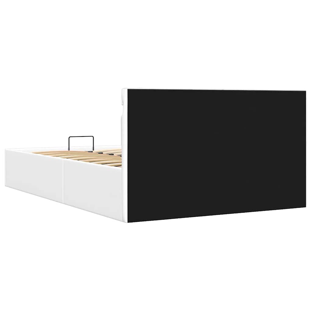 Bett mit Bettkasten Hydraulisch LED Weiß Kunstleder 140x200 cm