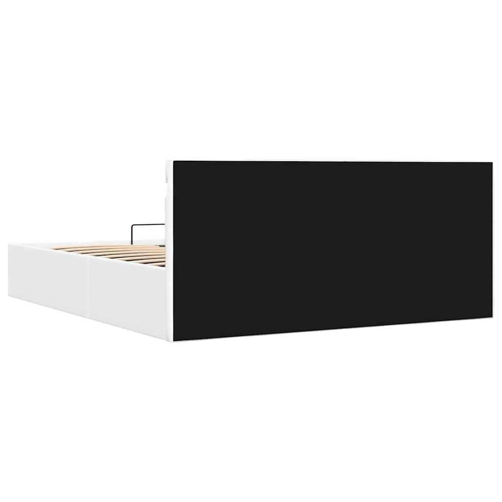 Bett mit Bettkasten Hydraulisch LED Weiß Kunstleder 160x200 cm