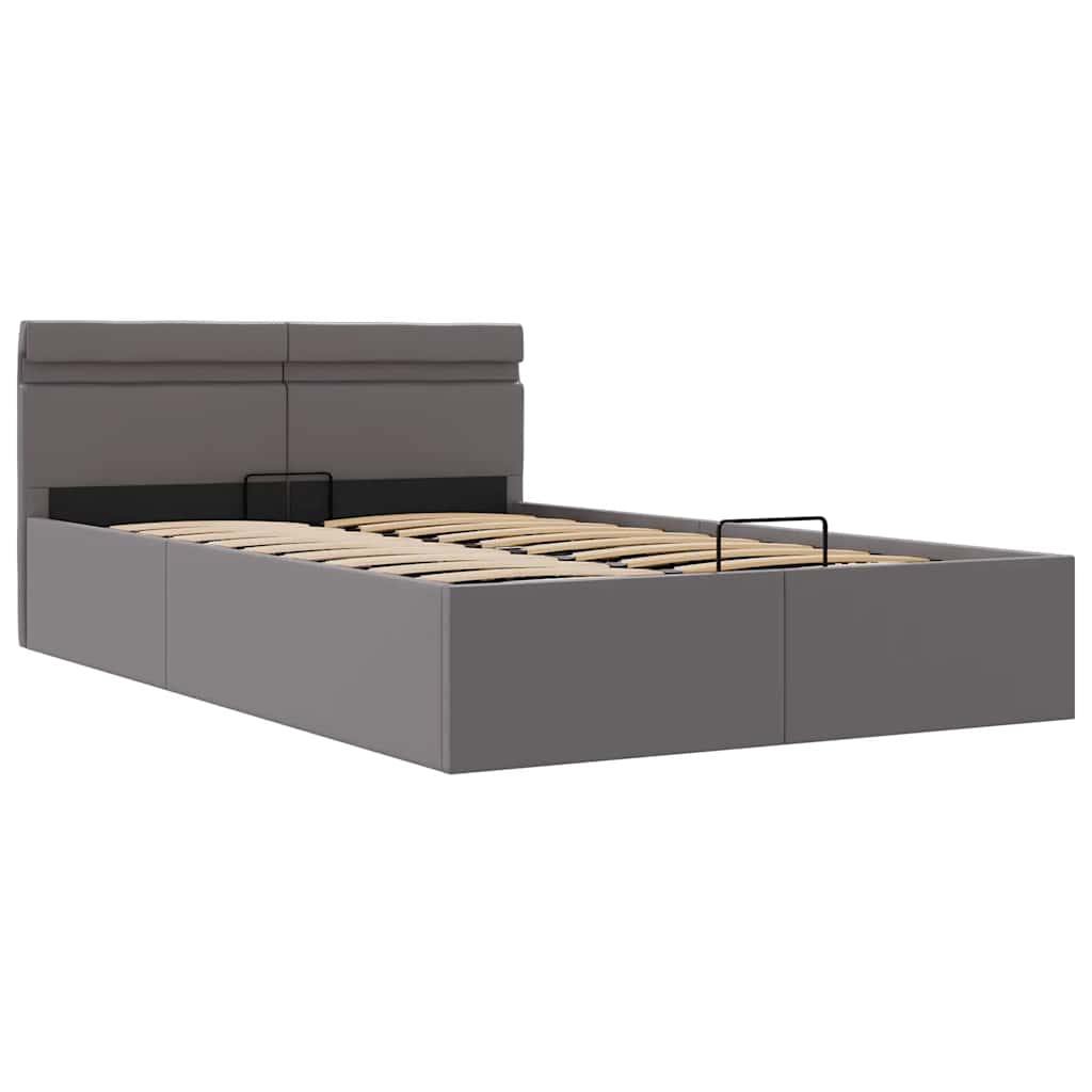 Bett mit Bettkasten Hydraulisch LED Grau Kunstleder 140x200 cm