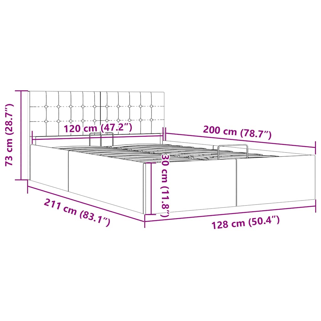 Stauraumbett Hydraulisch Hellgrau Stoff 120×200 cm