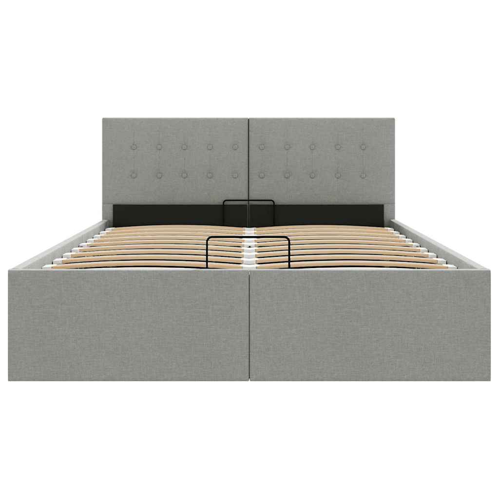 Stauraumbett Hydraulisch Hellgrau Stoff 140×200 cm