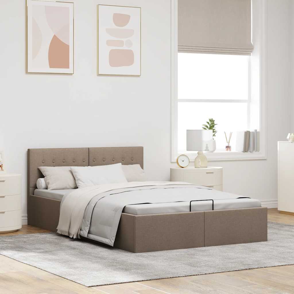 Stauraumbett Hydraulisch Taupe Stoff 120×200 cm