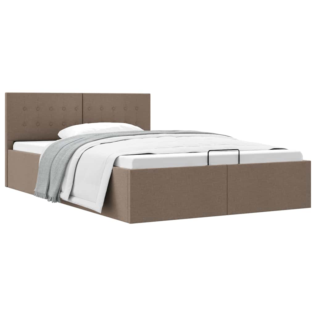Stauraumbett Hydraulisch Taupe Stoff 140×200 cm