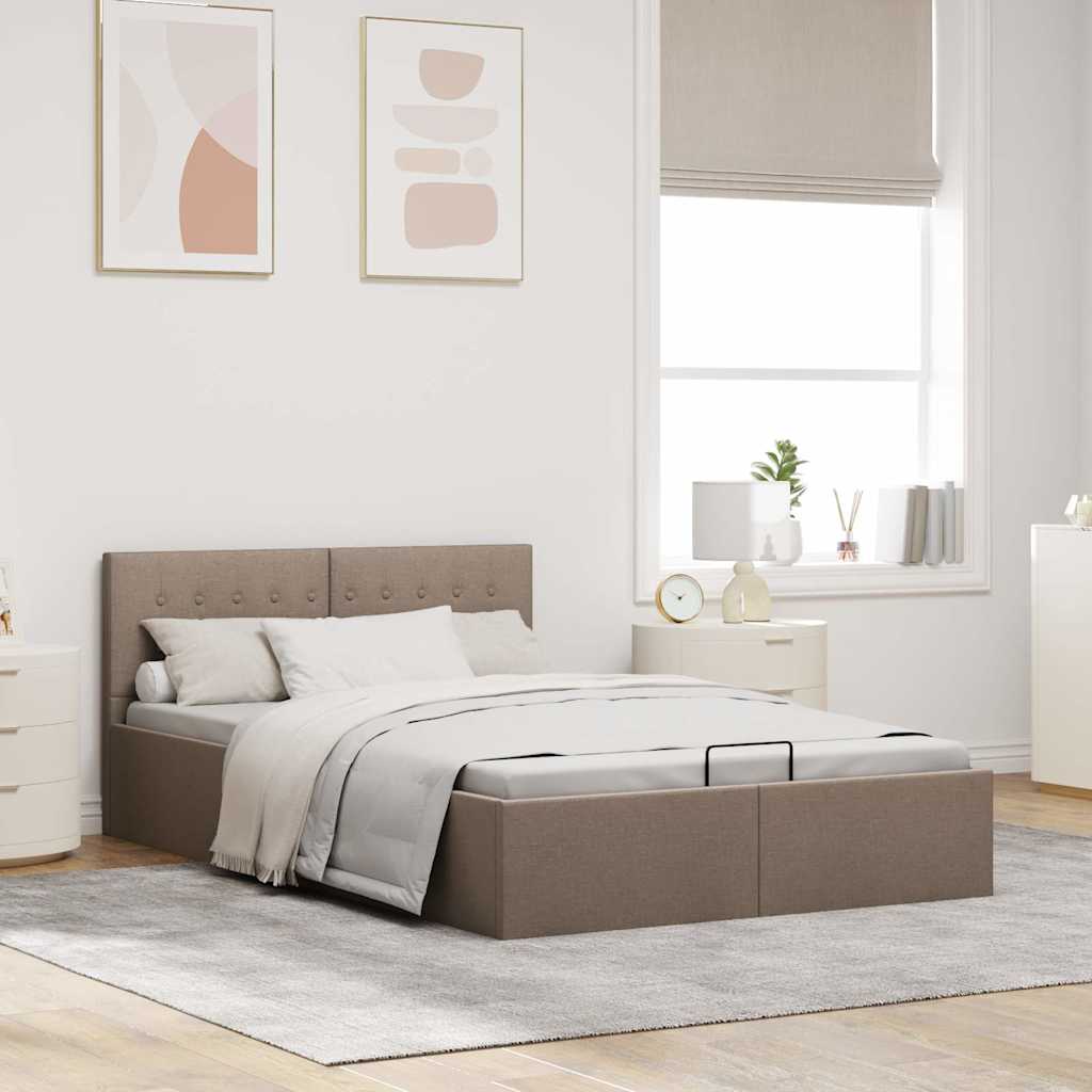 Stauraumbett Hydraulisch Taupe Stoff 140×200 cm