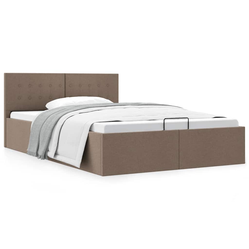 Stauraumbett Hydraulisch Taupe Stoff 140×200 cm
