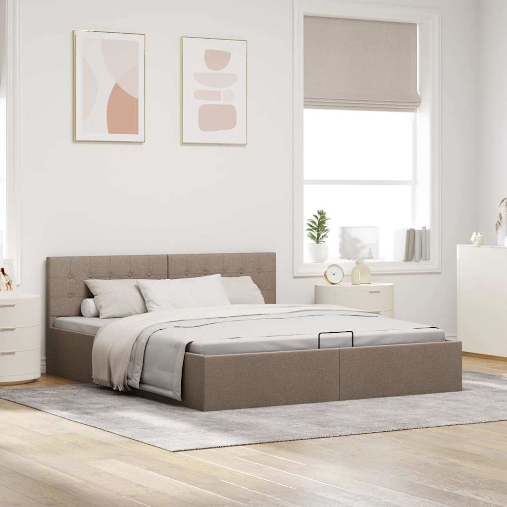 Stauraumbett Hydraulisch Taupe Stoff 180×200 cm