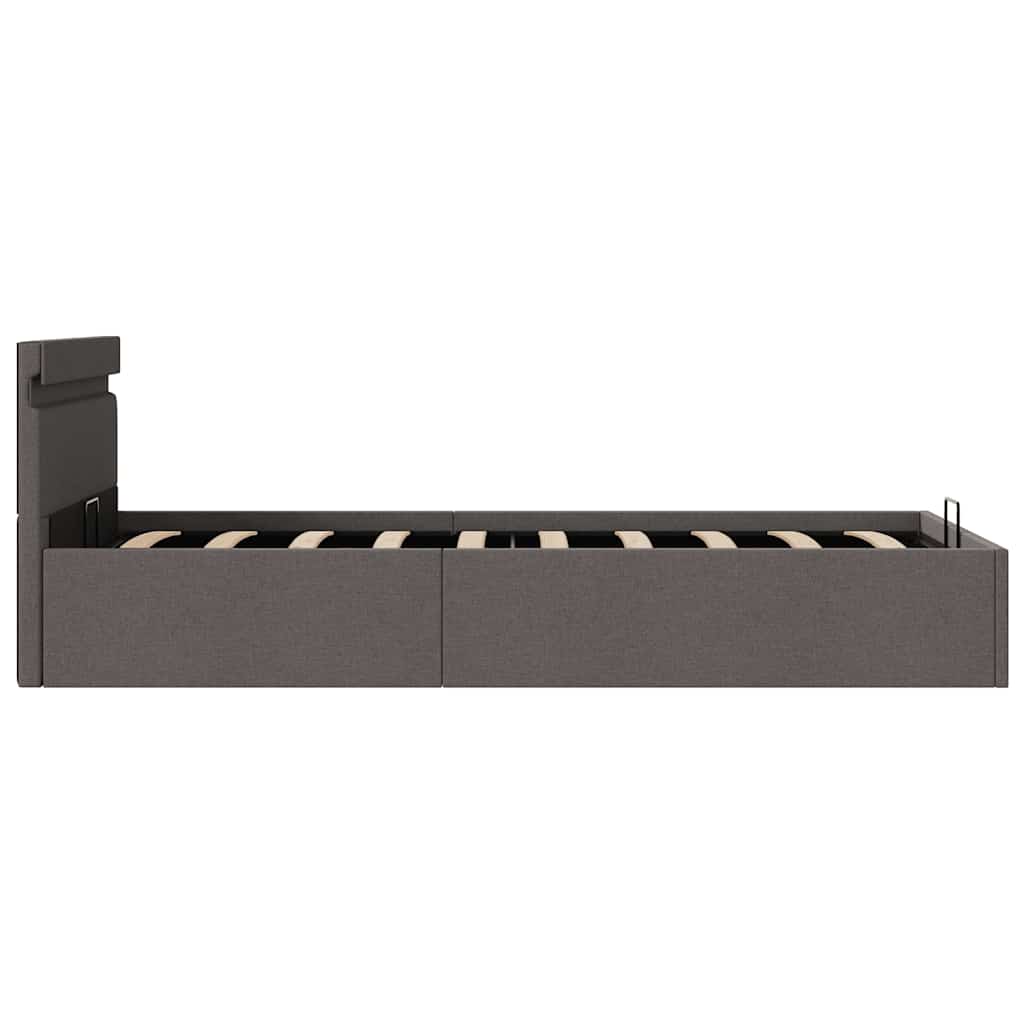 Bett mit Bettkasten Hydraulisch LED Dunkelgrau Stoff 100x200 cm