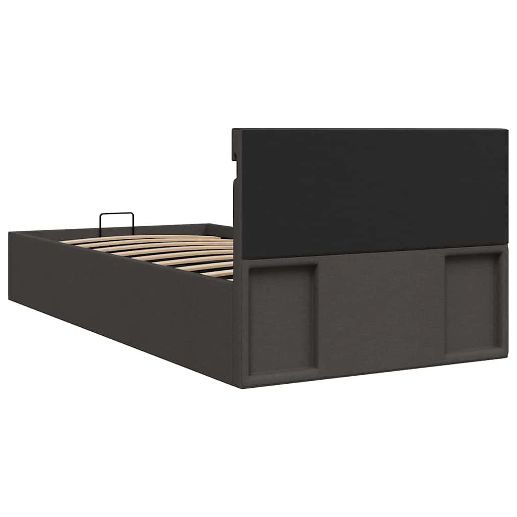 Bett mit Bettkasten Hydraulisch LED Dunkelgrau Stoff 100x200 cm