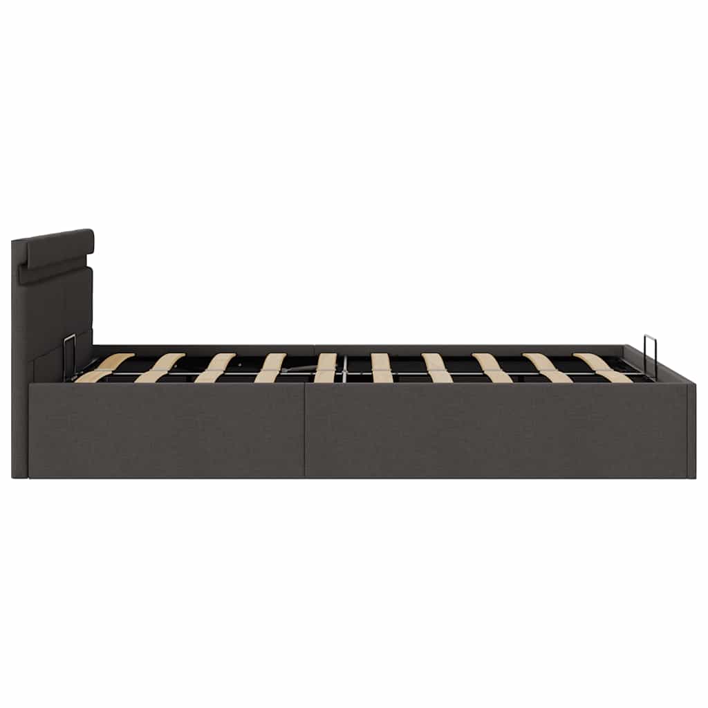 Bett mit Bettkasten Hydraulisch LED Dunkelgrau Stoff 120x200 cm