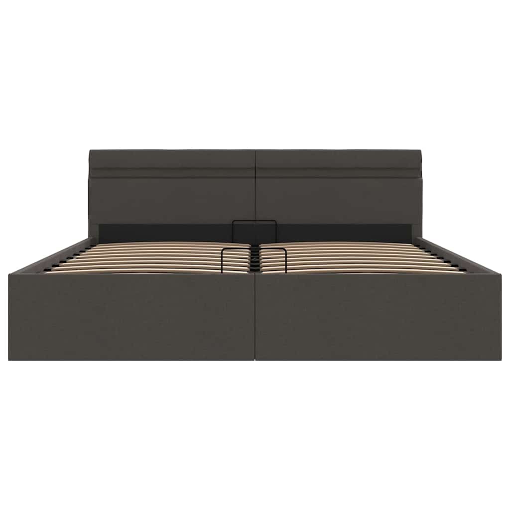 Bett mit Bettkasten Hydraulisch LED Dunkelgrau Stoff 180x200 cm