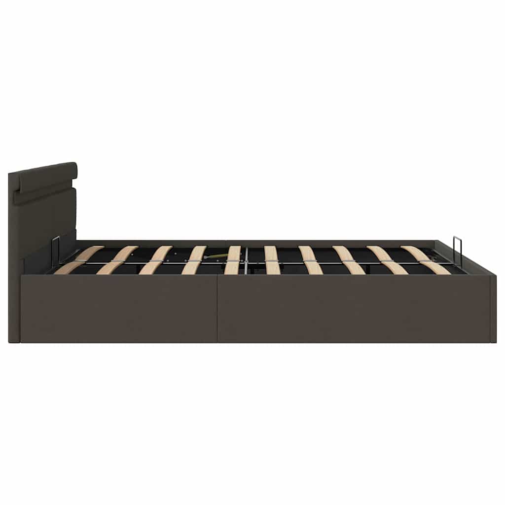 Bett mit Bettkasten Hydraulisch LED Dunkelgrau Stoff 180x200 cm