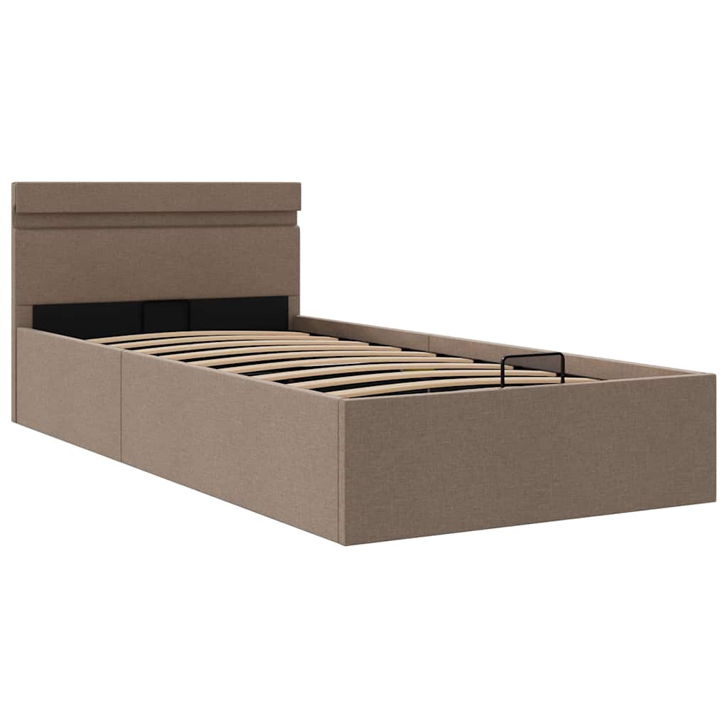 Bett mit Bettkasten Hydraulisch mit LED Taupe Stoff 100x200 cm
