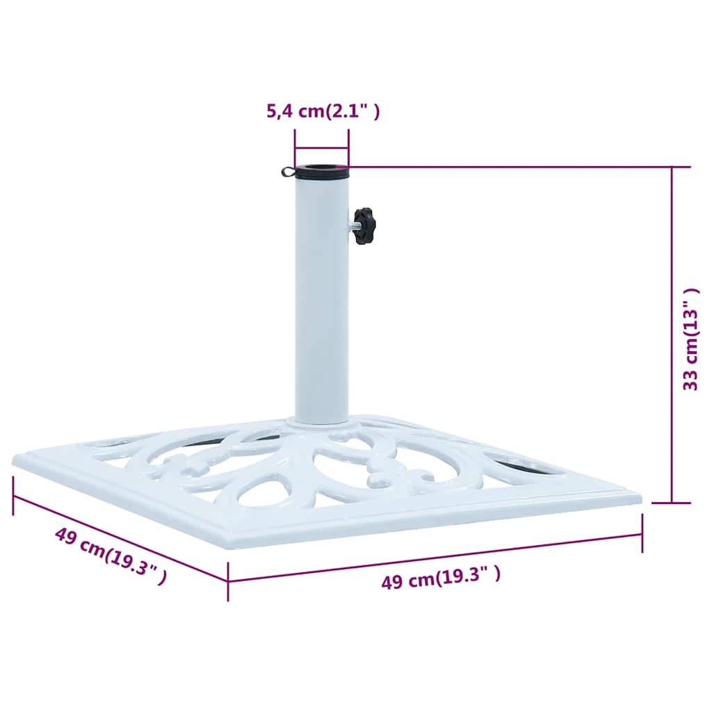 Pied de parasol blanc 12 kg 49 cm en fonte