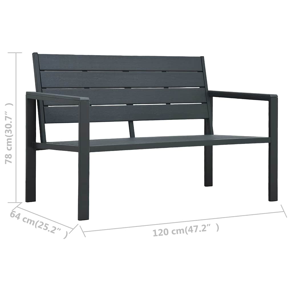 Gartenbank 120 cm HDPE Grau Holz-Optik