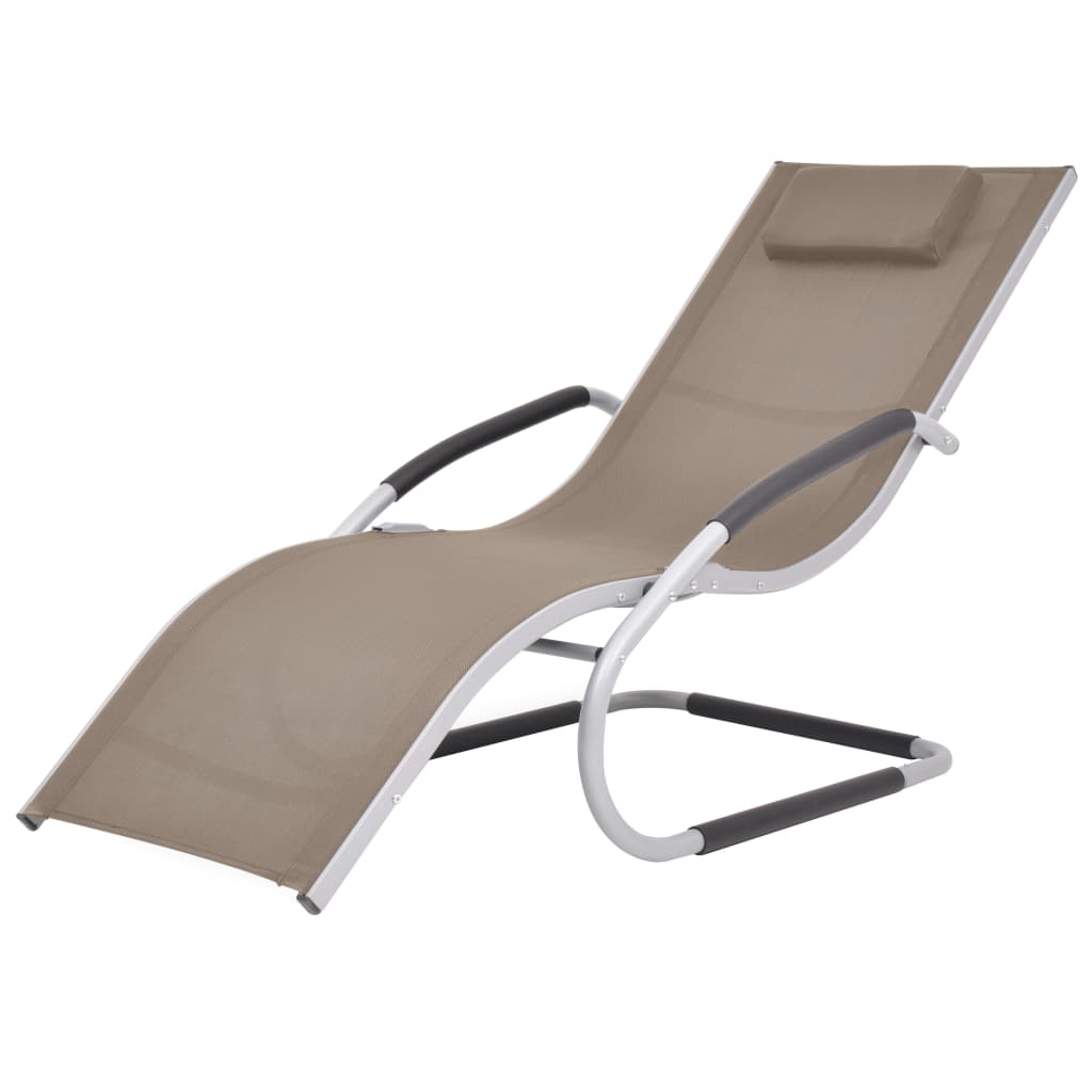 Bain de soleil avec coussin en aluminium et textilène taupe