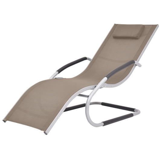 Bain de soleil avec coussin en aluminium et textilène taupe